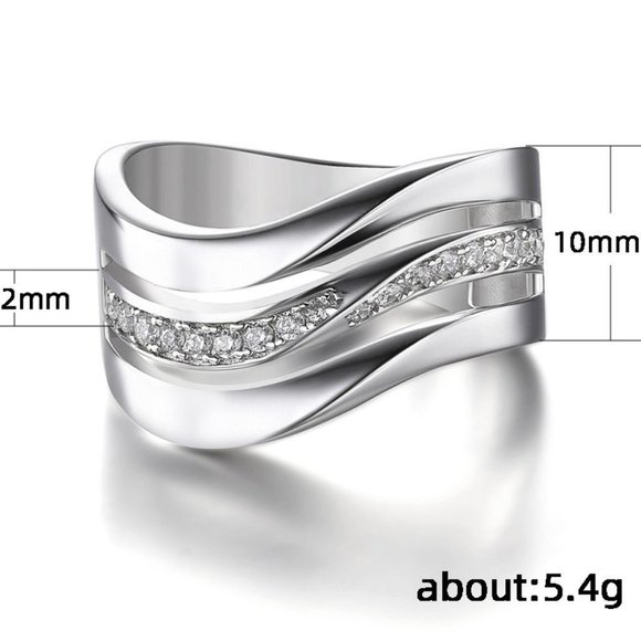 ✨ Refine Three Layers Wave Zircon Macro Pave Rings for Women, PD389 - Picture 7 of 7